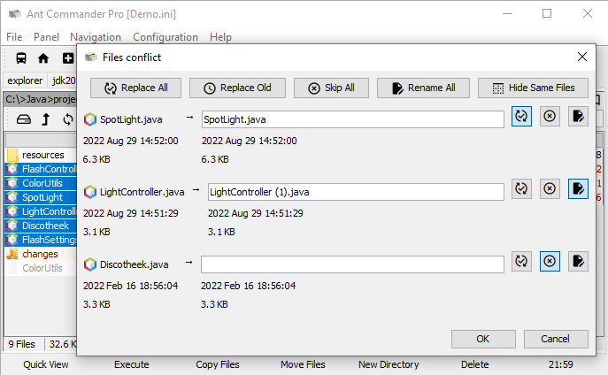 Ant Commander Pro files conflict